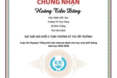 TRƯỜNG TIỂU HỌC TRỰC HÙNG VINH DANH HỌC SINH ĐẠT GIẢI IOE CẤP TRƯỜNG NĂM HỌC 2025 – 2026.